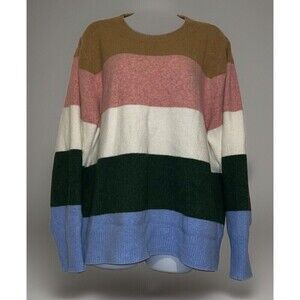 J.Crew 2X Womens Sweater Striped Extra Soft Stretch Lightweight Crew Neck Color